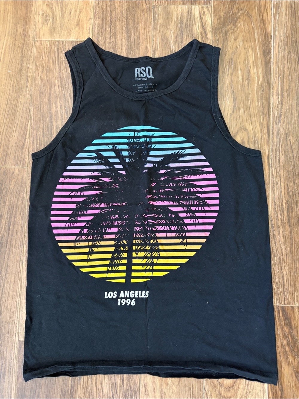 RSQ Black Palm Sunset Graphic Tank